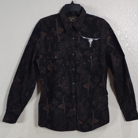 COWGIRL HARDWARE,Black and Brown Western Shirt, Size XL - Picture 8 of 17